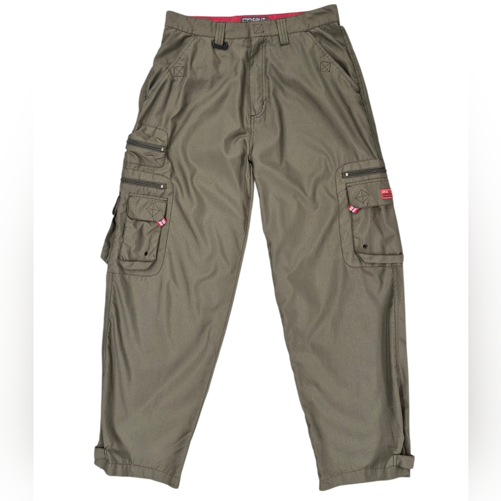 Vintage Split baggy cargo pants men's 32 olive green lightweight skate boarding